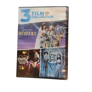 Beetlejuice Charlie and the Chocolate Factory Corpse Bride 3 Film Collection Set